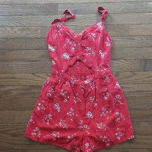 Hollister Red Smock Romper